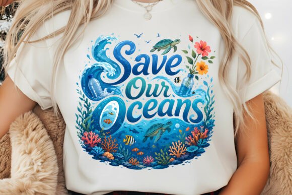 Download Save Our Oceans T Shirt Design PNG PNG - Premium Resources