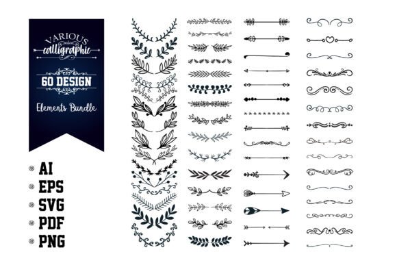 Download Various Calligraphic Design Elements Set - Design Collection