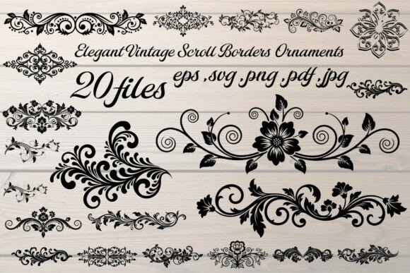 Download Elegant Vintage Scroll Borders - Vintage Collection