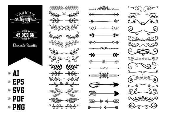 Download Various Calligraphic Design Elements Set - Design Collection