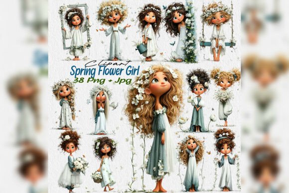Download Whimsical Spring Flower Girl Clipart Png - Premium Resources